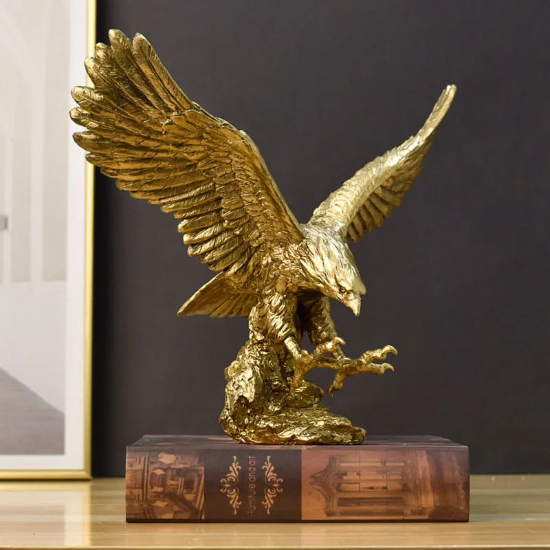 Skanto | Resin Golden Eagle Statue Art Animal Model Collection Ornament Home Office Desk Feng Shui Decor Figurines Simple