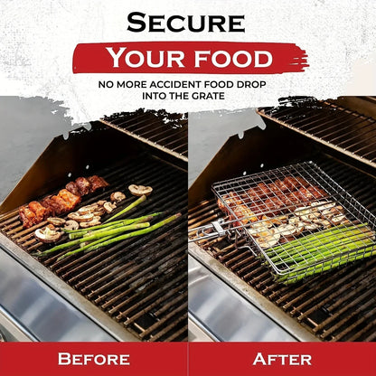 BowLift | Grillaro BBQ Basket | Foldable & Non-Stick | Stainless Steel & Heat Resistant | For Meat & Vegetables