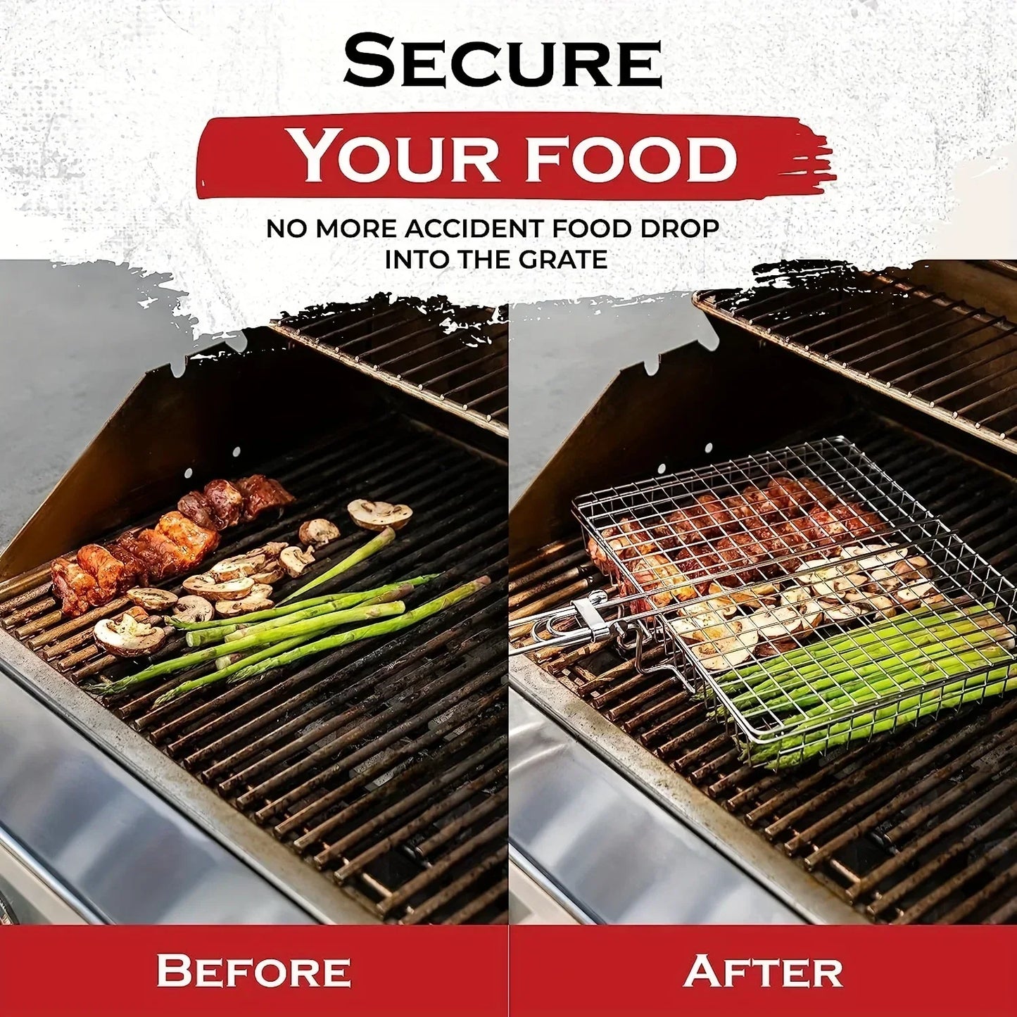 Grillaro Grill Basket | Foldable & Non-stick | Stainless Steel & Heat Resistant | For Meat & Vegetables