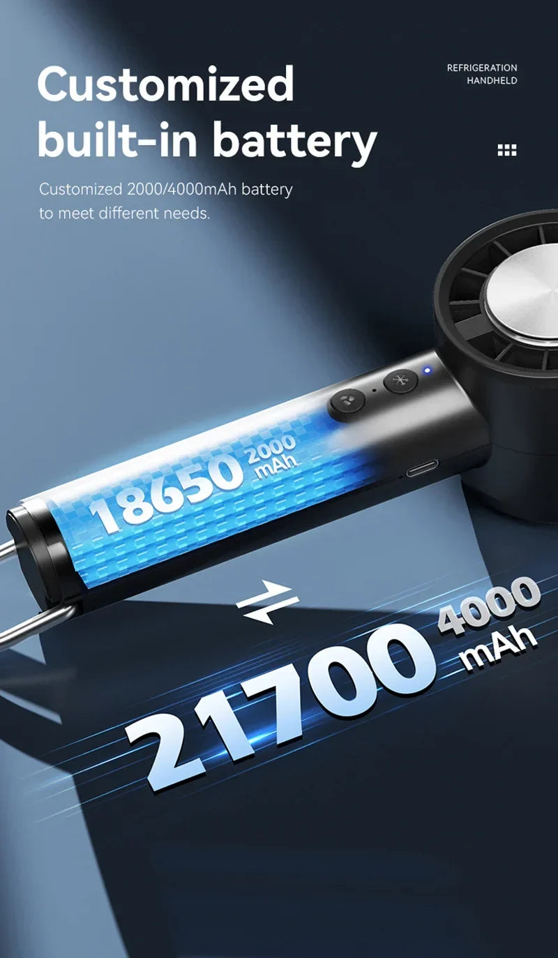 Silent High-Speed USB Handheld Fan – Portable Small Fan with LED Display, High Wind Power and Refrigerator Function | Brehn