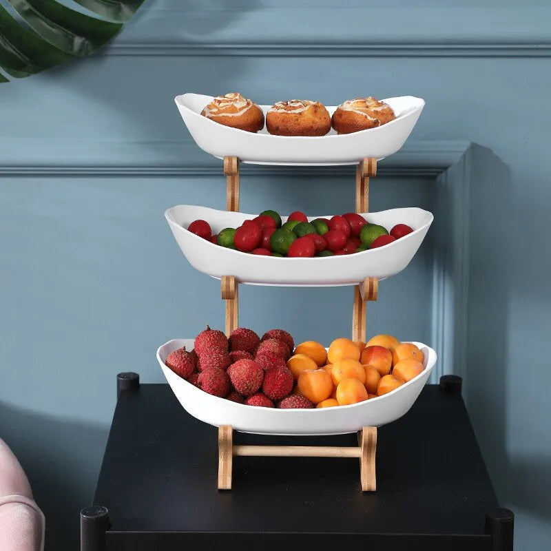 Skanto | FruitTriad | Three-Tier Plastic Fruit Bowl