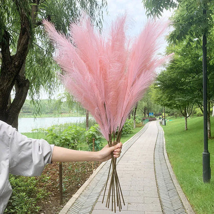 5 Pieces 100 cm Artificial Pampas Grass Dried Flower Bouquet, Decoration for Weddings, Parties, Home, Room, DIY Artificial Plant Decoration Accessories