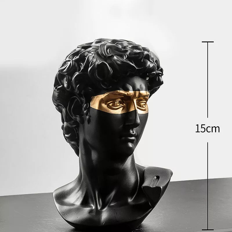 Skanto | Decorative Statues, 15 cm, David, Coffee Table, Home Decor, Ornament, Plaster Bust, White Resin, Decorative Art Sculpture