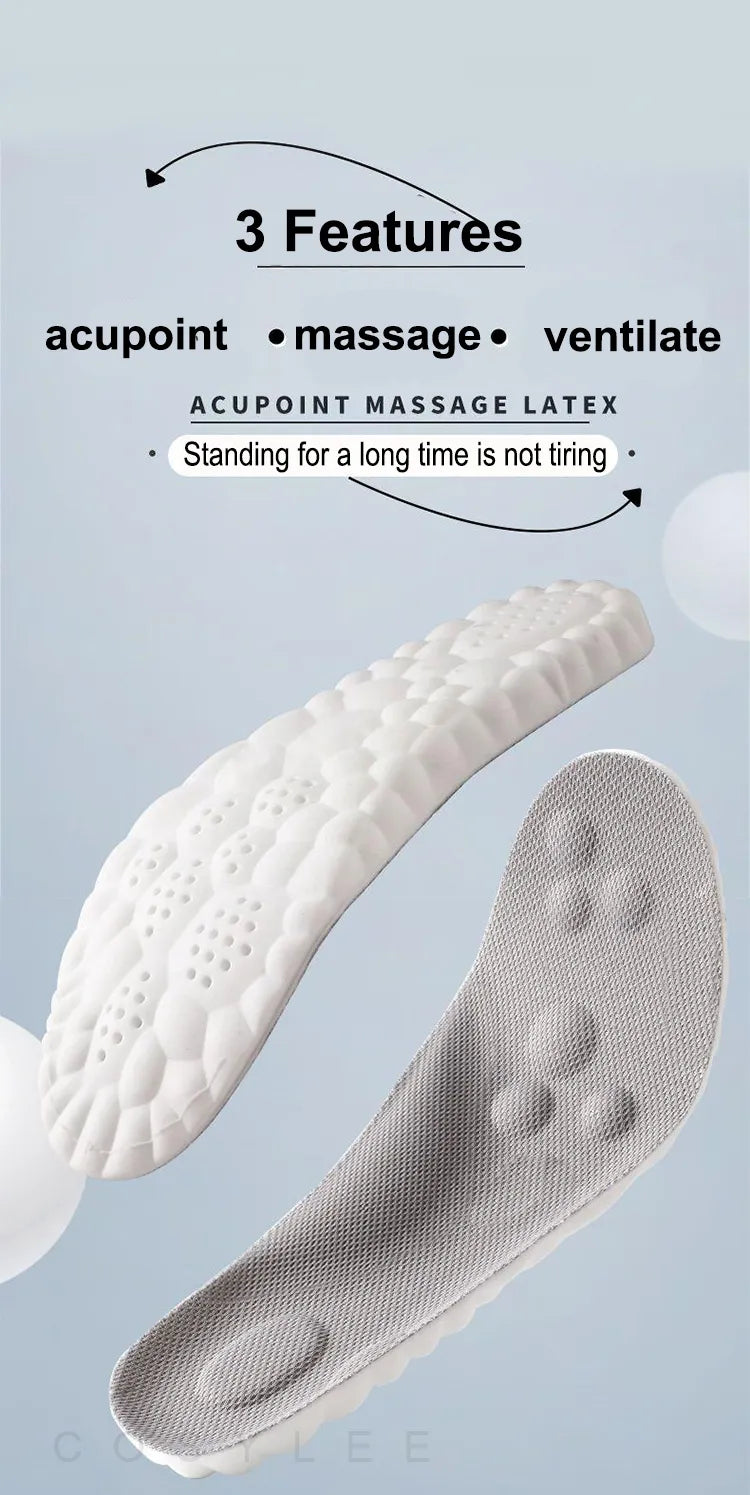 Sport insoles made of highly elastic latex