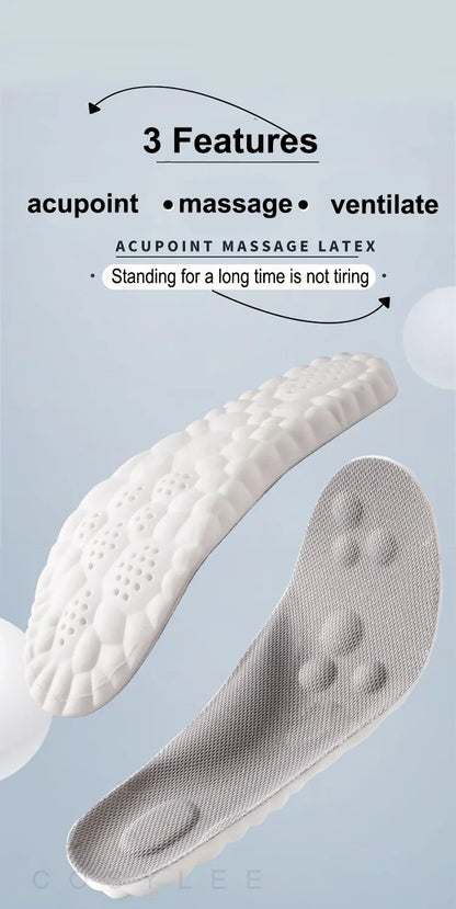 Sport insoles made of highly elastic latex