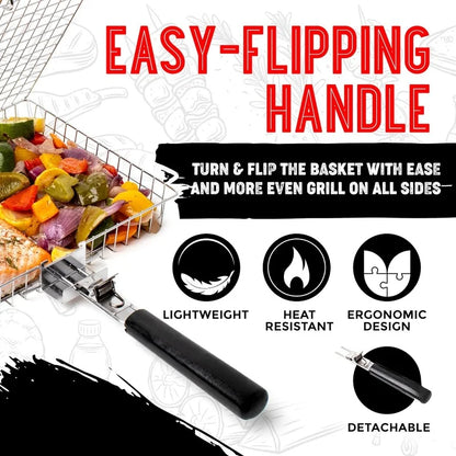 BowLift | BBQGrid | Portable grill grid with handle | Ideal for fish, vegetables & shrimp | Stainless steel