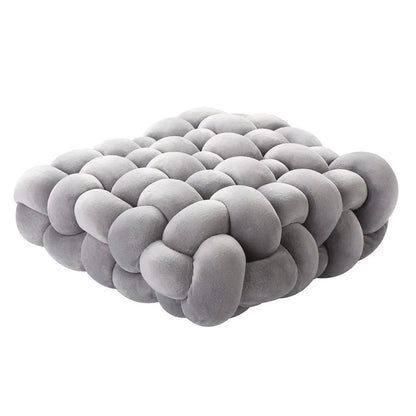 Skanto | Living Room Soft Plush Knot Pillow Sofa Cushion Solid Color Square Handmade Home Throw Pillow Square Woven Seat Cushion Pillow