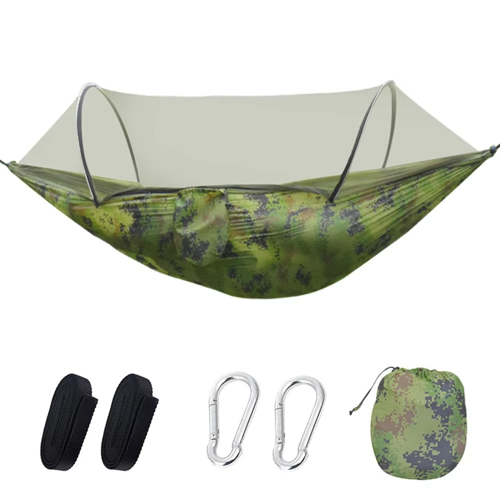 Skanto | 2-Person Outdoor Hammock with Mosquito Net - Portable Parachute Fabric Camping Bed