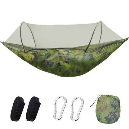 Skanto | 2-Person Outdoor Hammock with Mosquito Net - Portable Parachute Fabric Camping Bed