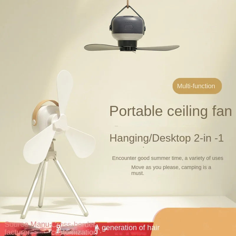 Portable Wireless Mini Ceiling Fan – USB Fan with Remote, Stand, Night Light for Home, Outdoor & Camping | Skanto