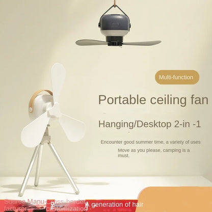 Portable Wireless Mini Ceiling Fan – USB Fan with Remote, Stand, Night Light for Home, Outdoor & Camping | Skanto