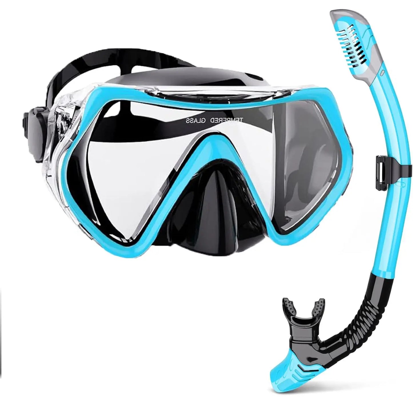 Skanto | AquaVision Adult Snorkel Mask Set | Anti-Fog & Impact Resistant | Silicone Skirt & Dry Snorkel | 180° Field of View