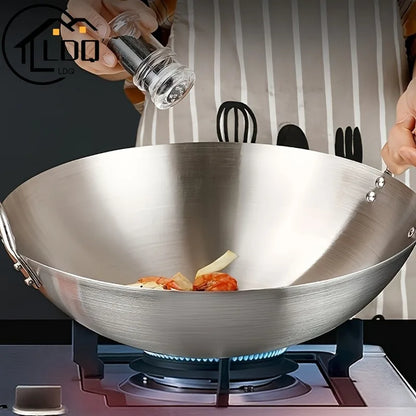 ChefMaster – Large Stainless Steel Wok with Double Handle Skanto