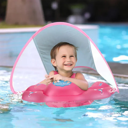 Solaboo Baby Swim Ring | With UV Protection Canopy and Support | Inflatable and safe | From 6 months