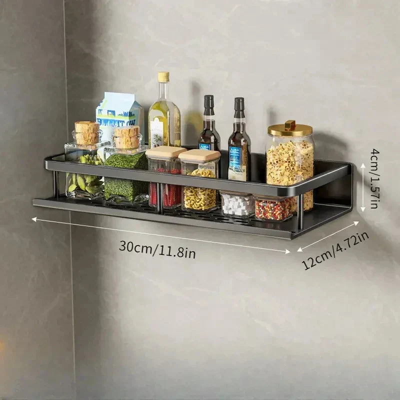 Skanto | Wall-Mounted Kitchen Shelf – Space-Saving and Stylish Aluminum Rack for Kitchen Utensils