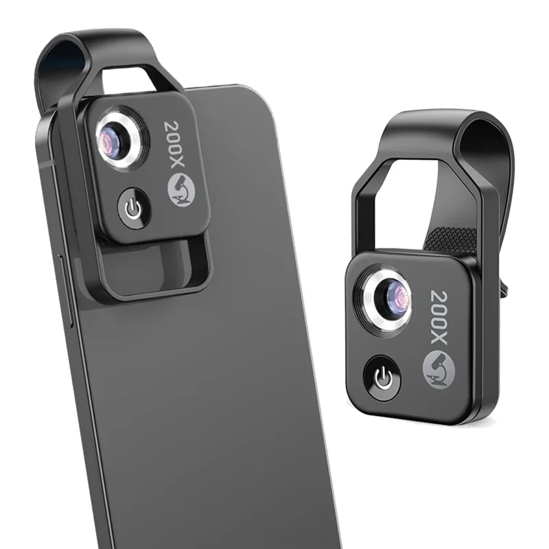 BowLift | MicroZoom Clip-On Phone Microscope – 200x Magnification Lens with LED Light