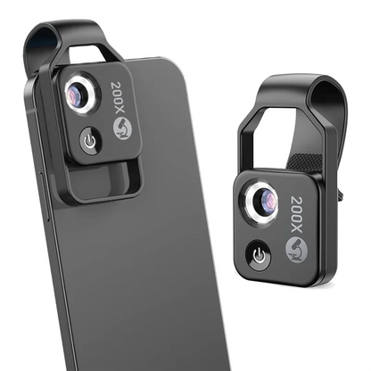 BowLift | MicroZoom Clip-On Phone Microscope – 200x Magnification Lens with LED Light