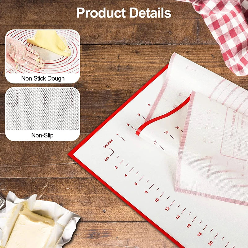 BowLift | BakeFlex Silicone Baking Mat | Extra Thick & Non-Stick | With Measuring Scale | Perfect for Rolling Out Dough, Fondant & Pastry