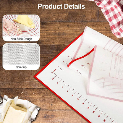 BowLift | BakeFlex Silicone Baking Mat | Extra Thick & Non-Stick | With Measuring Scale | Perfect for Rolling Out Dough, Fondant & Pastry