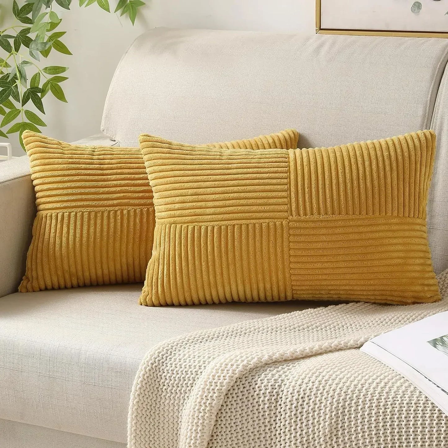 BowLift | VelvetAura Cushion Cover - Stylish Striped Cushion Covers in Luxury Corduroy Set