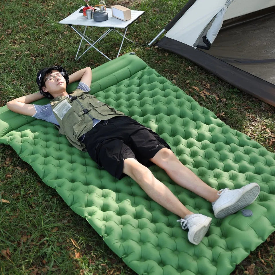 Skanto | Skanto Double Camping Sleeping Pad with Self-Inflating Mattress and Pillow - Outdoor Hiking Mattress for 2 Person Cot Air Mattress