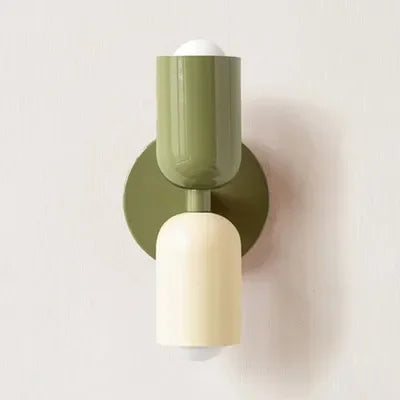 Modern, minimalist Nordic LED wall light in cream with two light heads for living room, bedroom and study – ideal as interior decoration.