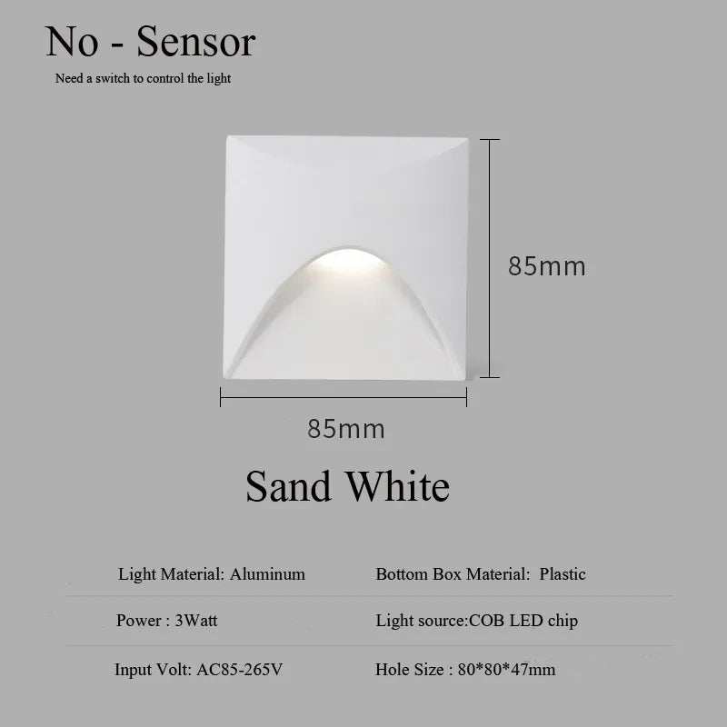 Modern waterproof IP65 LED recessed wall lamp for outdoor lighting - 3W embedded step & stair, balcony, and portal lamp