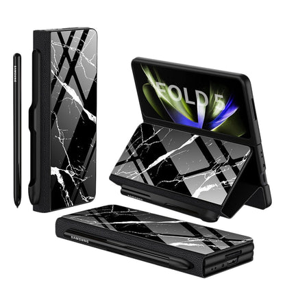 BowLift | Shockproof Armor Case Glass Cover Stand Insert Card Leather Case for Samsung Galaxy Z Fold 5/4