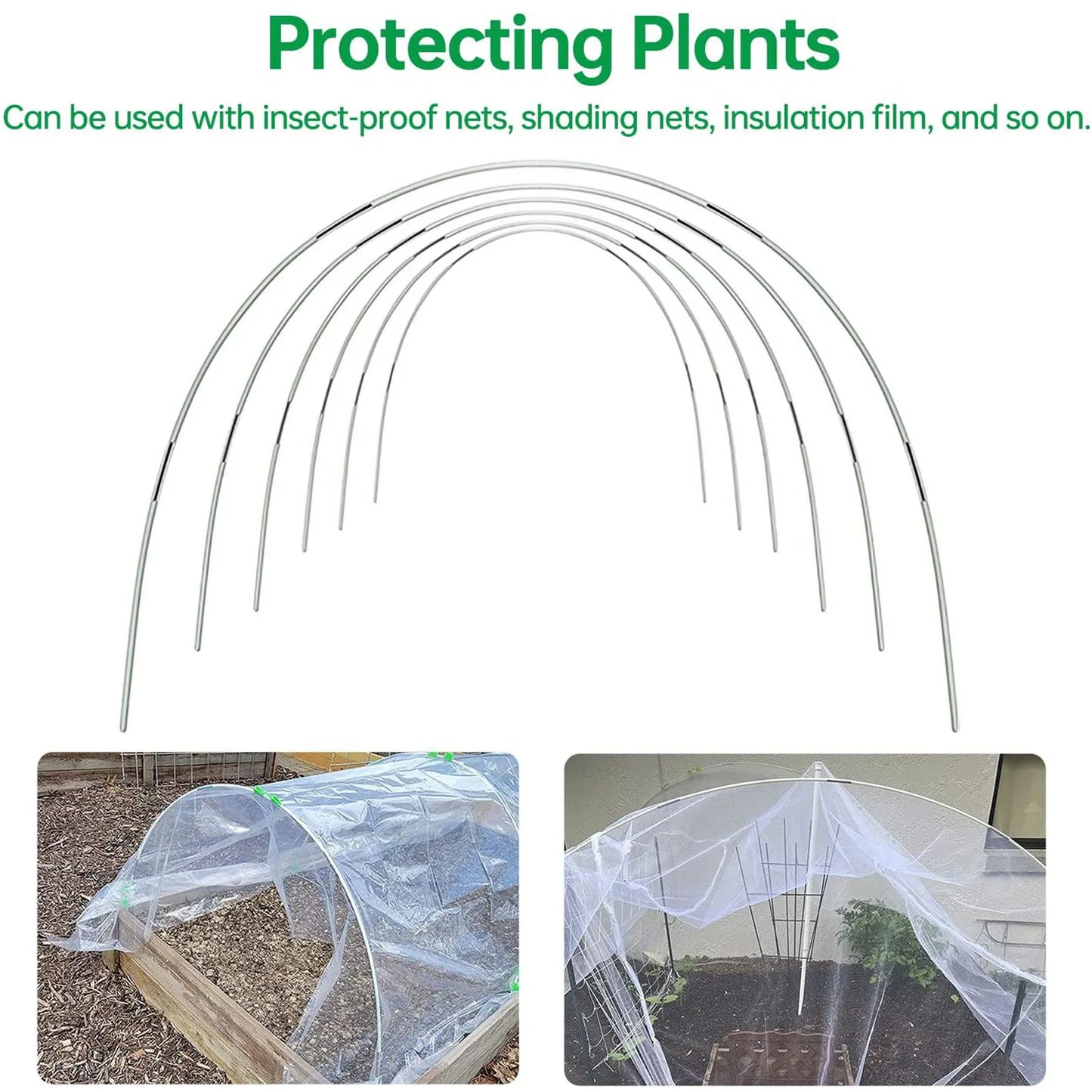 Karnz | Plantura FlexGrow Fiberglass Garden Hoop Set | DIY Plant Tunnel for Raised Beds & Cold Frames | Rustproof & Reusable | Incl. Connectors