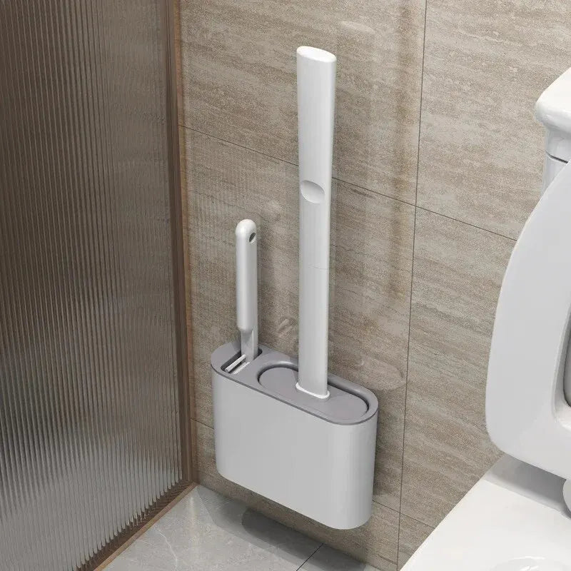 Kalsten | Toilet Brush HygieBrush DuoClean | 2-in-1 Silicone Toilet Brush Set with Wall Mount | Antibacterial & Space-Saving