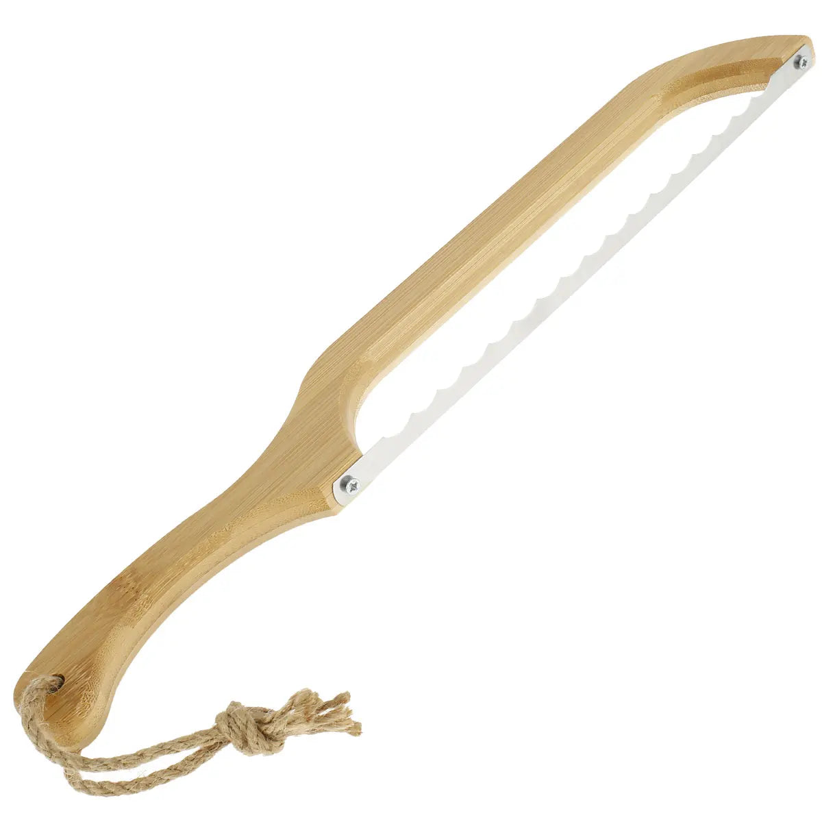 Skanto Skanto | Bread Bow Cutter – Serrated Stainless Steel Bagel & Sourdough Slicer, Portable Cutting Tool with Bamboo Handle