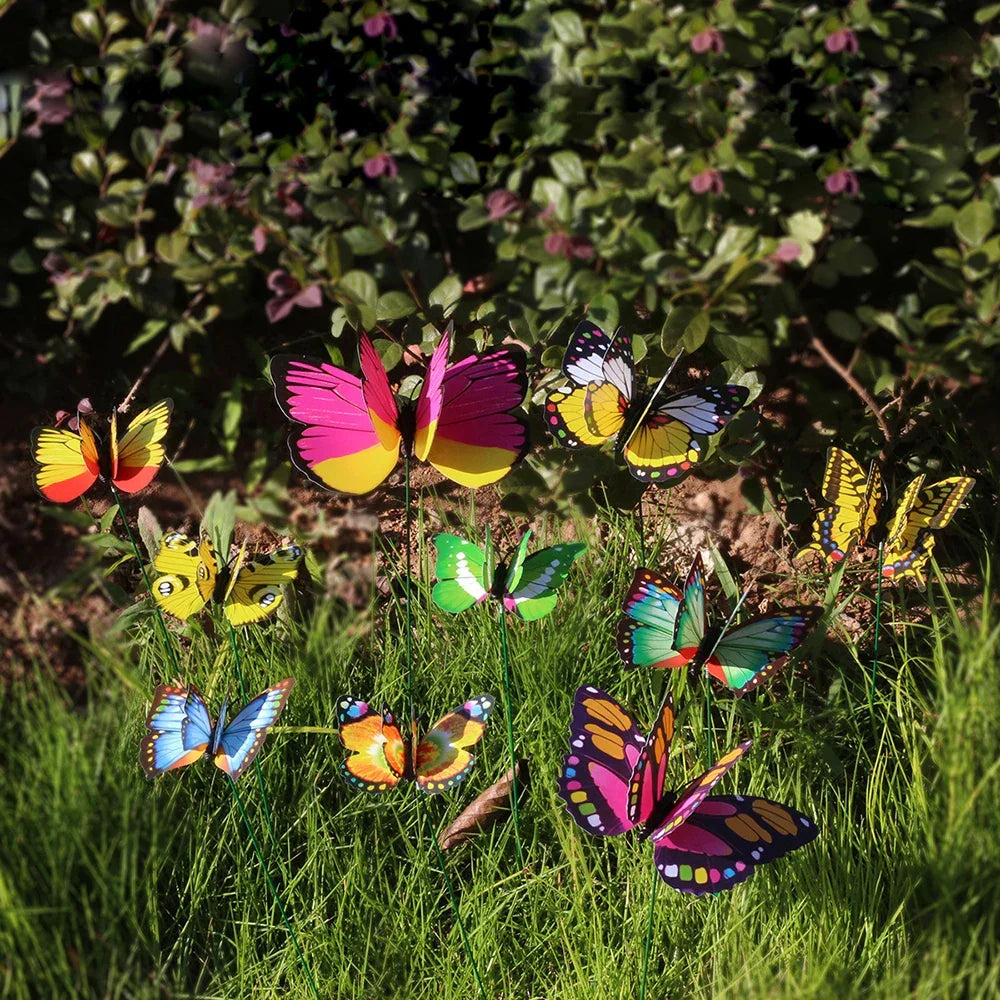 BowLift | FloraViva Butterfly Garden Stakes | Set of 10 | Weatherproof & Colorful | For Beds, Flower Pots & Balcony