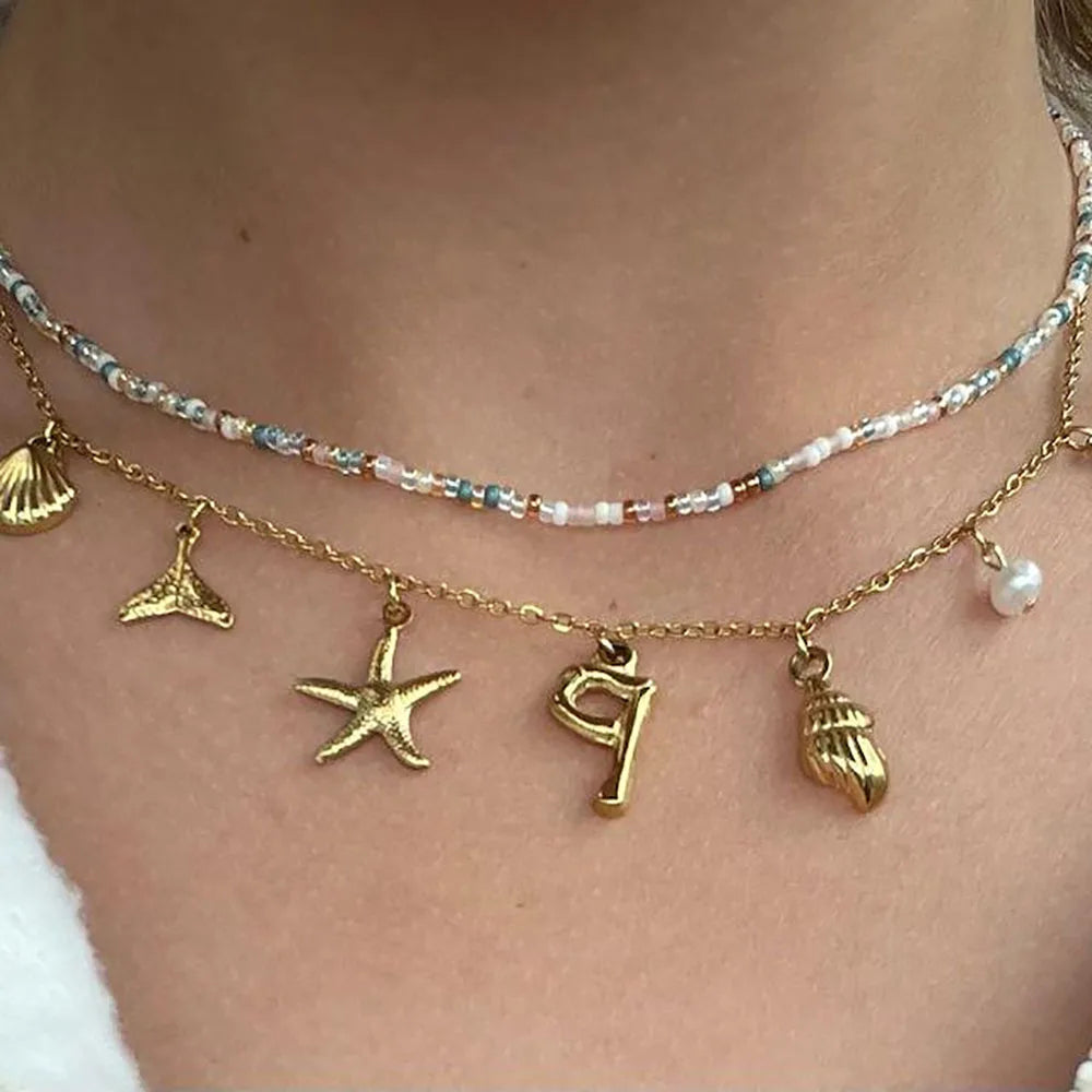 BowLift | Personalized Summer Sea Shell Letter Initial Necklace