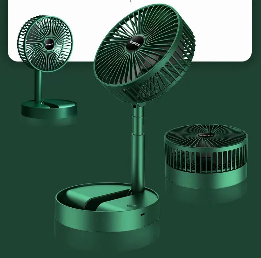 Portable 6-Inch Stand Fan | Folding Telescopic Floor/USB | Rechargeable Battery | 3 Speeds, Super Quiet, Adjustable Height | Bowlift