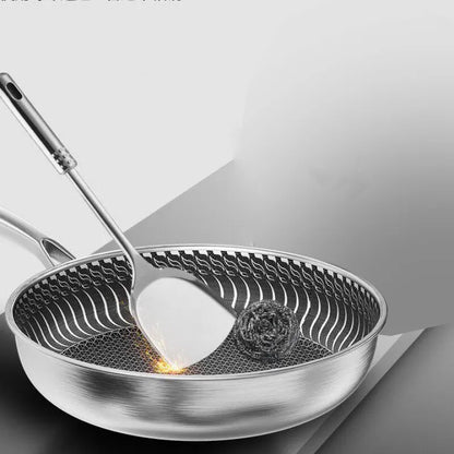 Skanto | Tri-Ply 316 Stainless Steel Wok Pan with Double-Sided Honeycomb Pan - Suitable for All Stoves