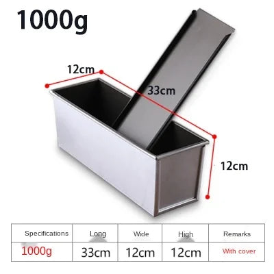Skanto | Premium Non-stick Aluminum Alloy Loaf Pan with Lid - Various Sizes (250g/450g/600g/750g/900g/1000g) for Baking Bread and Cakes