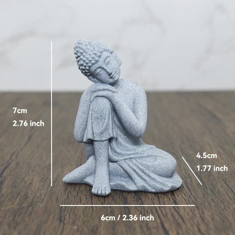 Skanto Skanto | Small Buddha Stone Statue Buddhist Monk Tibetan Buddhism Figures Zen Garden Ornament Meditation Home Aquarium Decoration