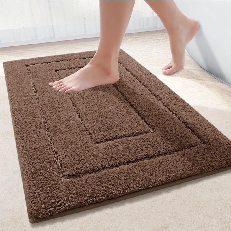 Bathroom Mat Microfiber Non-Slip – Double Layer Bath Mat | Highly Absorbent & Soft | Comfort Doormat | Bowlift