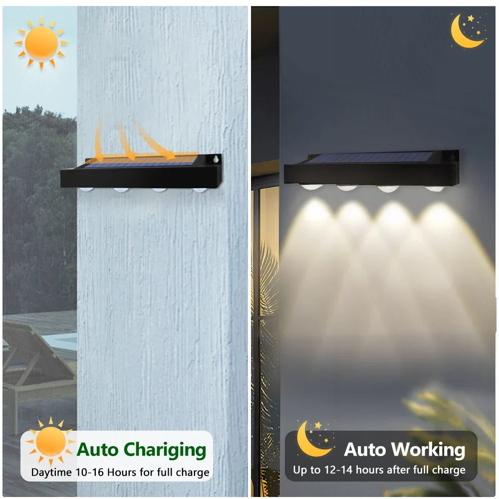BowLift | Solavera LumiFence Solar Lights | 4-piece Set LED Outdoor Lights | IP54 Weatherproof | Aluminum | For Garden, Fence & Patio