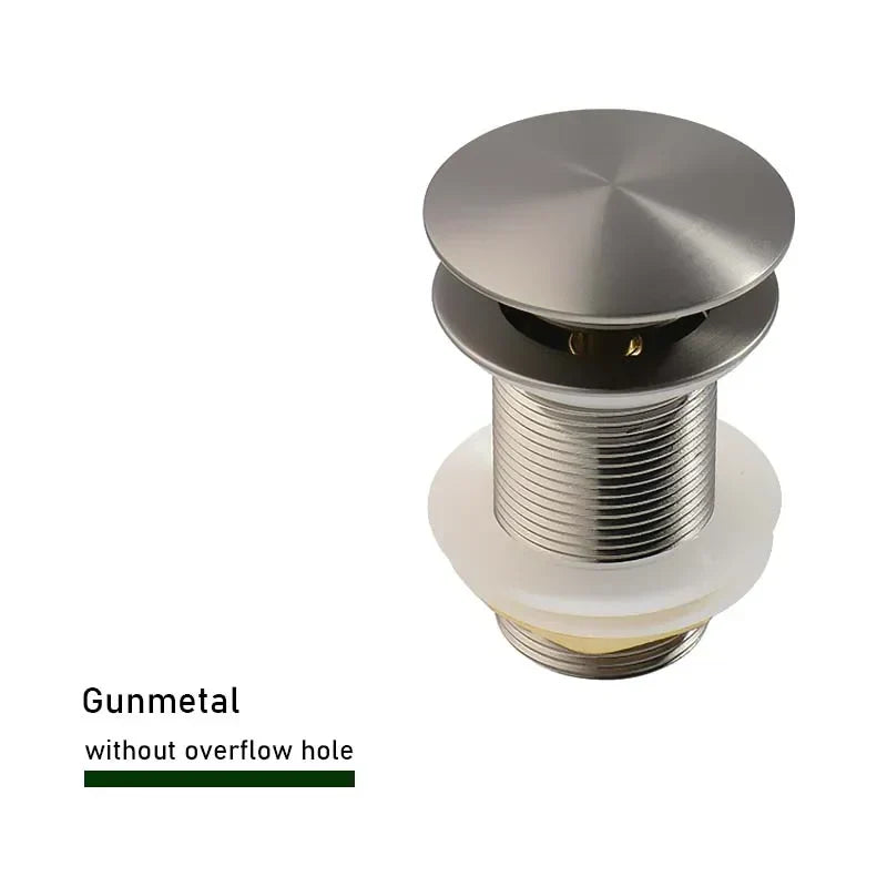 Drain screw with push-down popup – brass | 11 colors | With or without overflow Bowlift