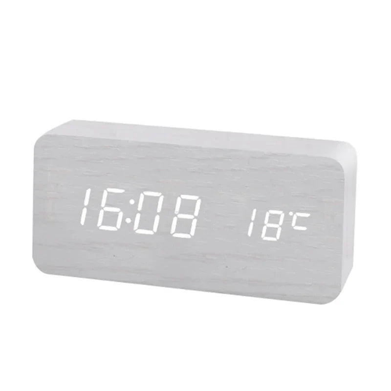 Skanto | EcoTime Wood Digital Alarm Clock | LED Display | Modern Design | Silent | Eco-Friendly