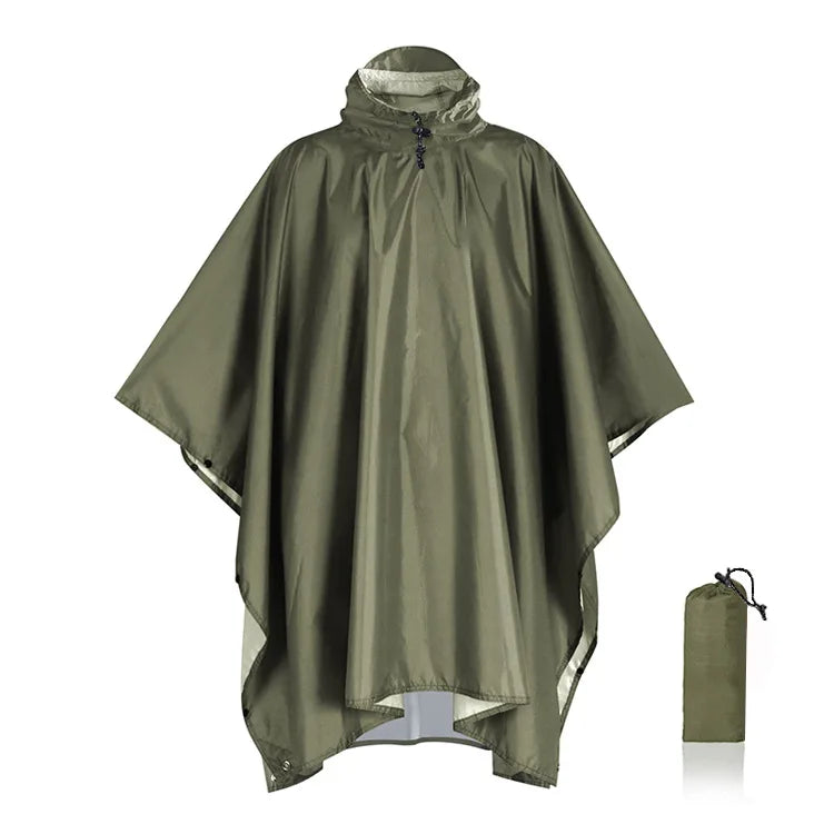 Skanto | 3-in-1 Outdoor Military Raincoat - Hooded Waterproof Poncho with Sleeves, Motorcycle Rain Cover, Ideal for Camping, Hiking, and Travel