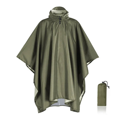 Skanto | 3-in-1 Outdoor Military Raincoat - Hooded Waterproof Poncho with Sleeves, Motorcycle Rain Cover, Ideal for Camping, Hiking, and Travel