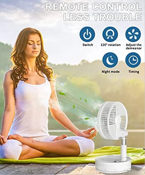 Portable 6-Inch Stand Fan | Folding Telescopic Floor/USB | Rechargeable Battery | 3 Speeds, Super Quiet, Adjustable Height | Bowlift
