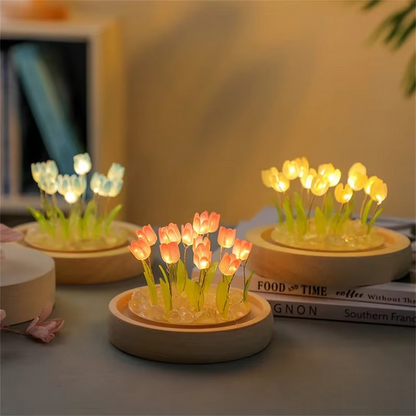 Skanto | Handmade Artificial Tulip LED Night Light Table Lamp for Bedroom and Gift Decor