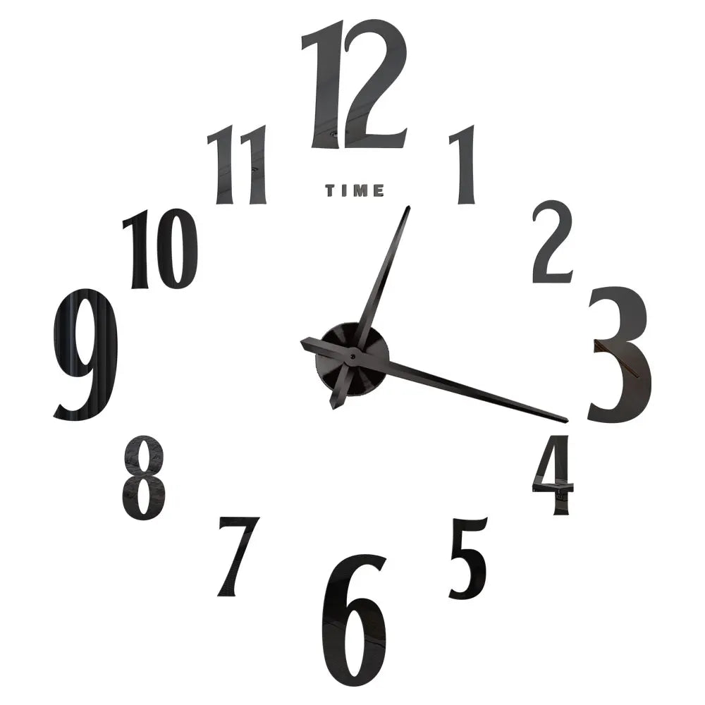 Big Wall Clock DIY 3D Self Adhesive Mirrored Acrylic Wall Clock For Kitchen Dining Room Living Room Creative Home Decor | Bowlift