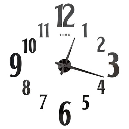 Big Wall Clock DIY 3D Self Adhesive Mirrored Acrylic Wall Clock For Kitchen Dining Room Living Room Creative Home Decor | Bowlift