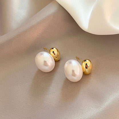 BowLift | Classy Gold Accented Pearl Stud Earrings