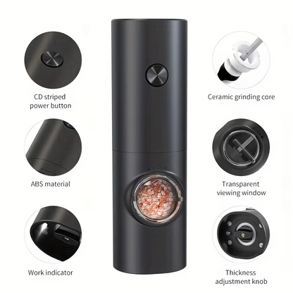 Skanto | Electric Pepper and Salt Grinder Set with Adjustable Coarseness and LED Light