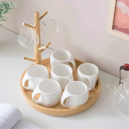 Sturdy Wooden Cup Holder: Cup Tree in Various Shapes + Colors